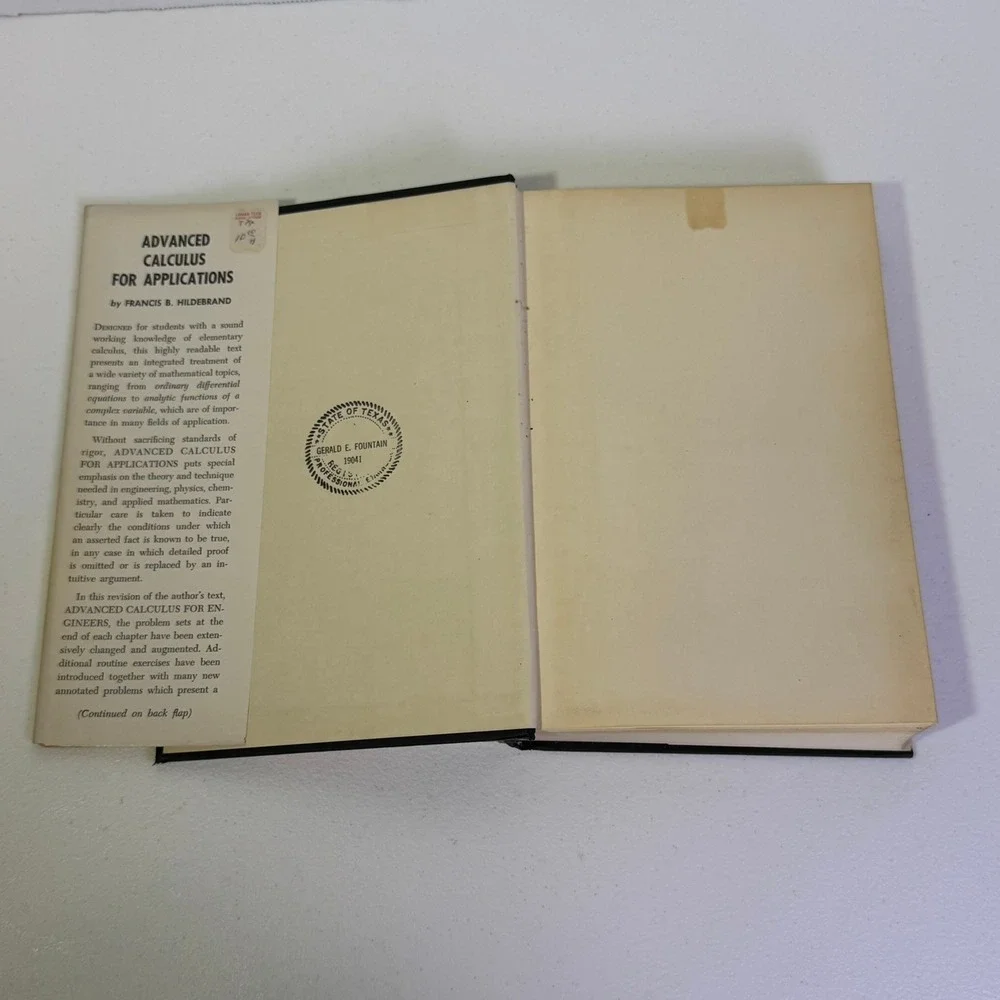 Advanced Calculus for Applications Francis B Hildebrand 1962 Hardcover Textbook